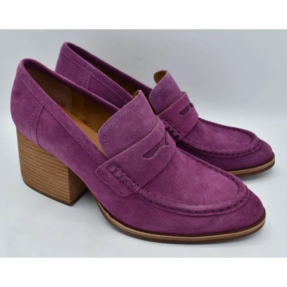 Kork-Ease Womens Size 11 Modeste Purple Suede‎ Block Heel Pump Loafers Shoes